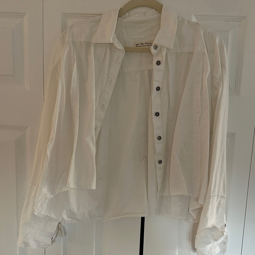 We The Free White Casual Button-Down Shirt